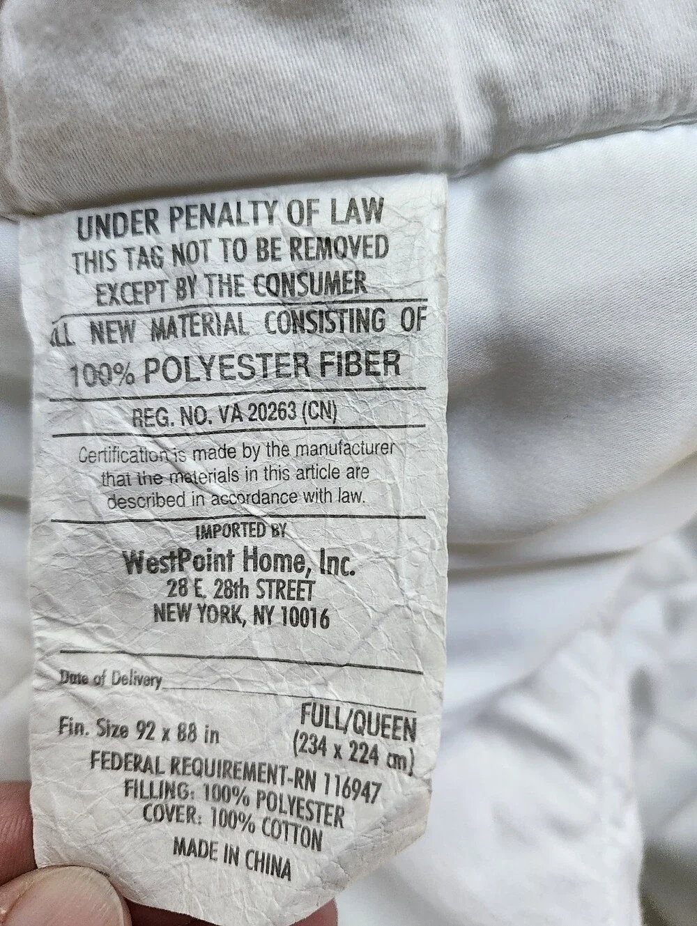 Ralph Lauren Home White Quilted Down Alternative Blanket Full Crest
